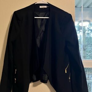 Calvin Klein Women's Black Blazer with Gold Accents